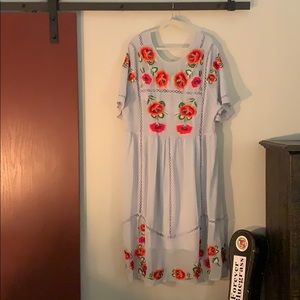 ASOS CURVE-Soft blue smocked dress